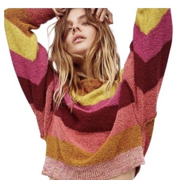 Free People | Candyland Striped Rainbow Sweater | Size S - Picture 2 of 9